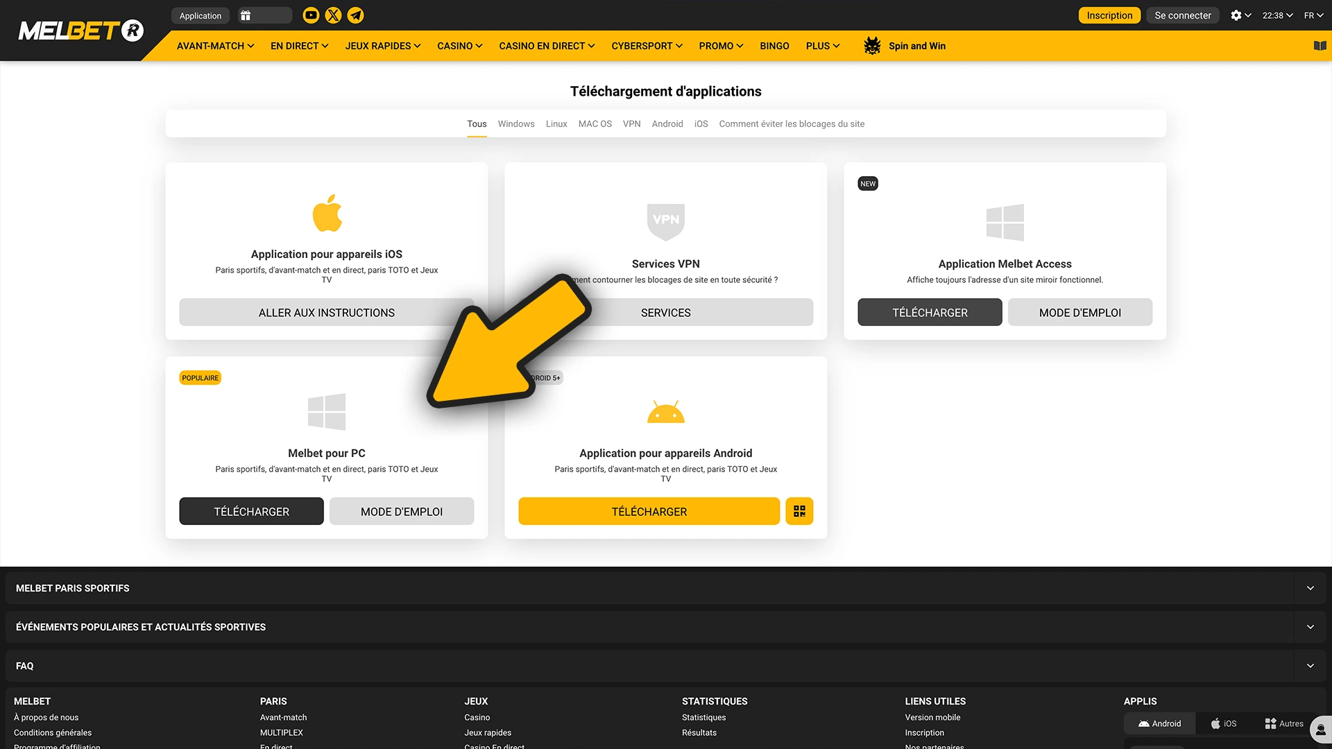 Lance le fichier et démarre l’installation de Melbet sur PC.
