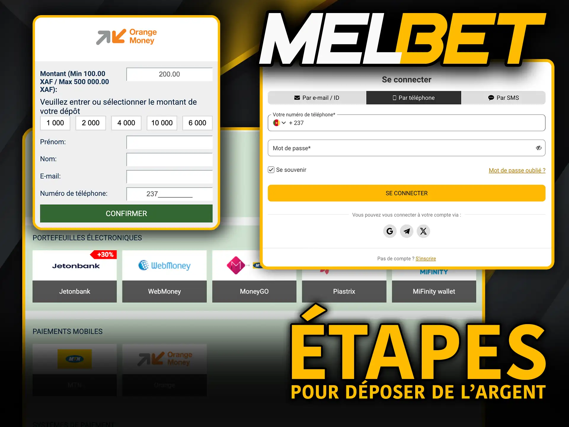 Étapes pour déposer de l’argent sur Melbet ajoute des fonds et commence à jouer.