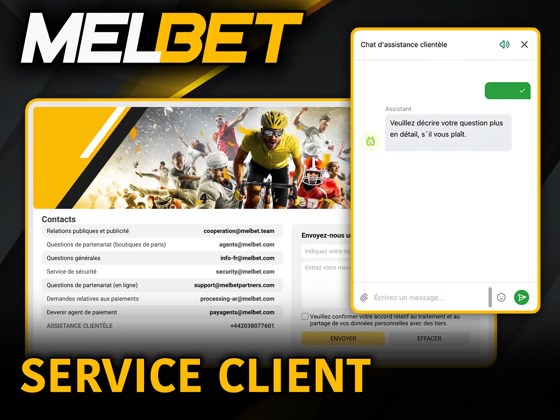 Service client Melbet obtiens de l’aide et continue de jouer.