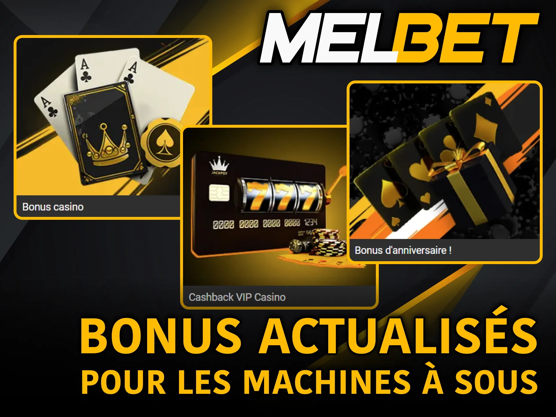 Melbet Cameroun propose des bonus récents pour machines à sous.