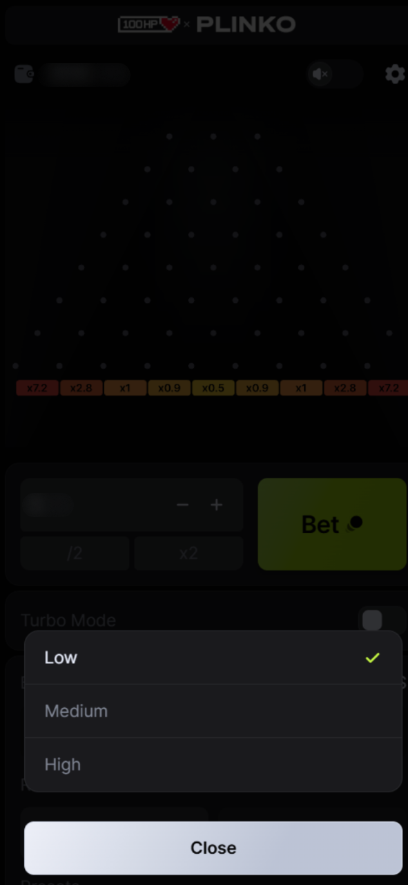 Adjust Plinko's risk levels at Melbet Cameroon official online casino.