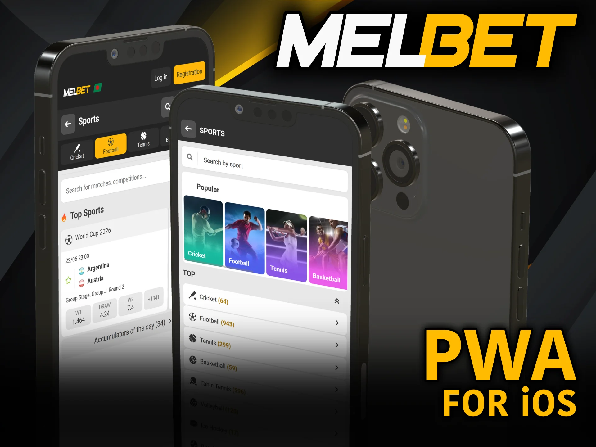 Save the quick web shortcut version of the Melbet PWA App for iOS.