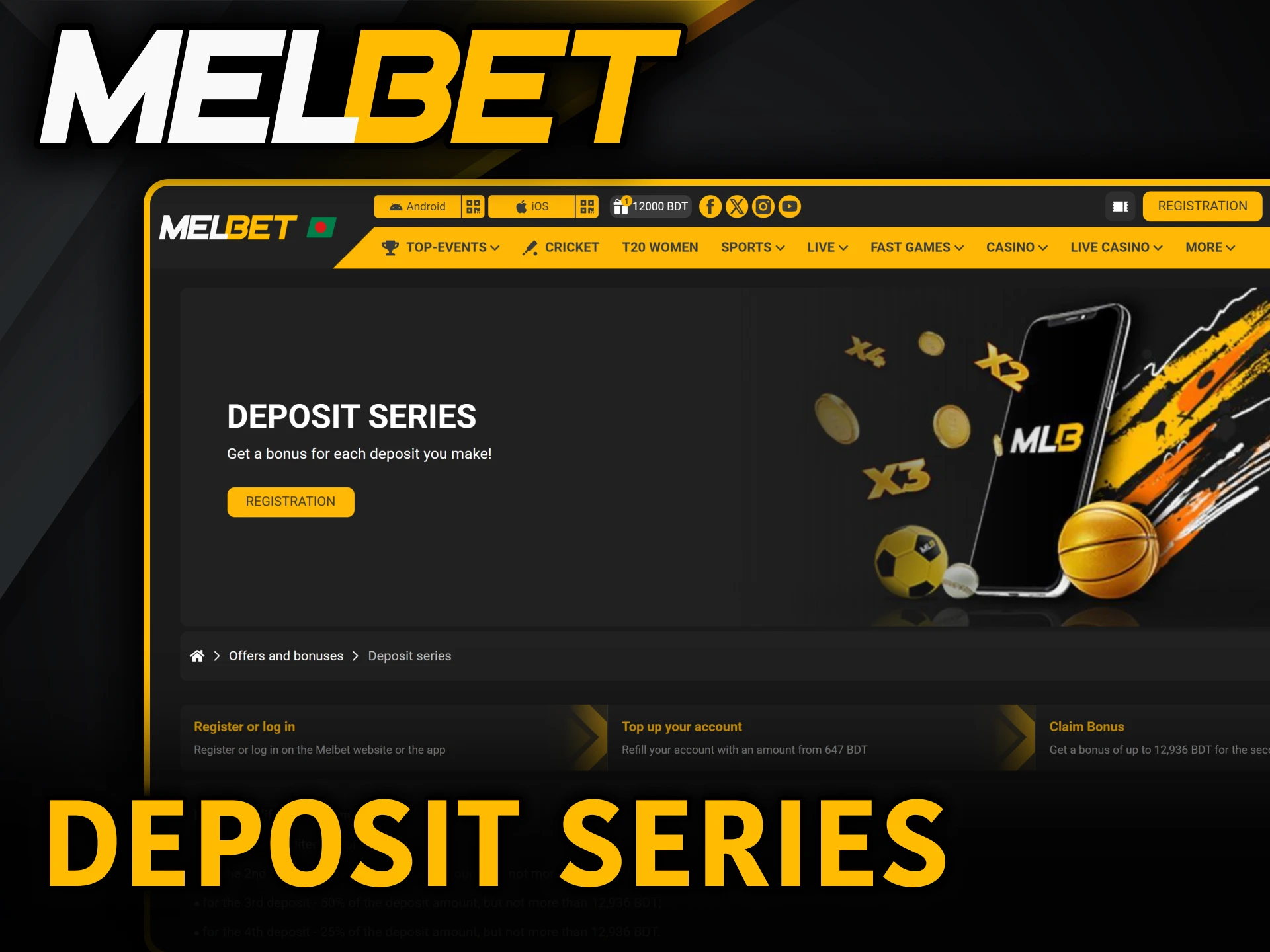 Top up your profile balance to receive consistent Melbet Bonuses.