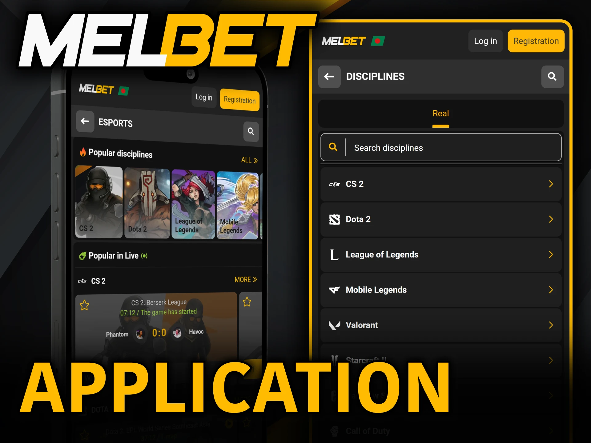Install the utility software and bet on matches via Melbet eSports.