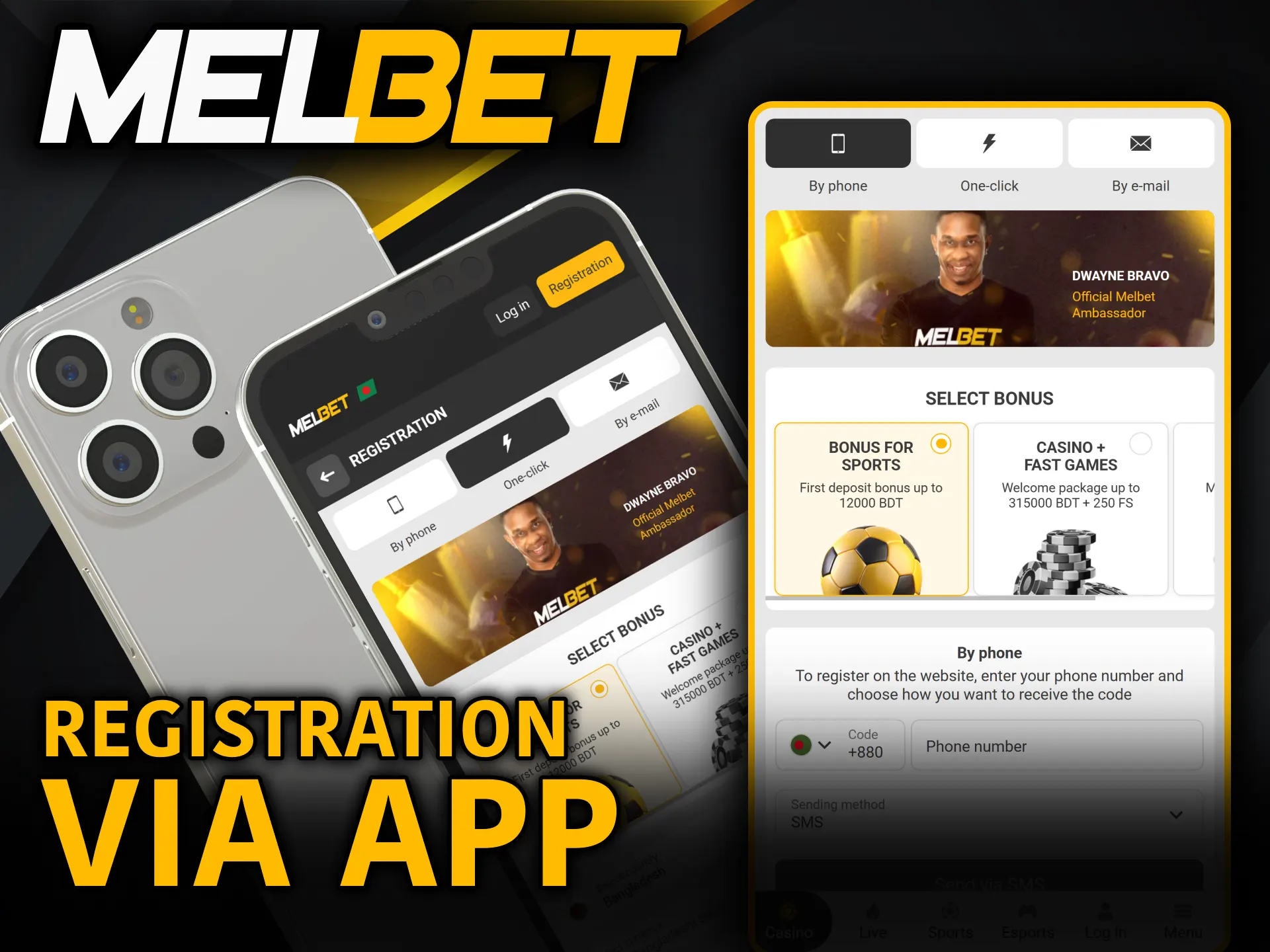 Use your smartphone to initiate the mobile Melbet Registration process.