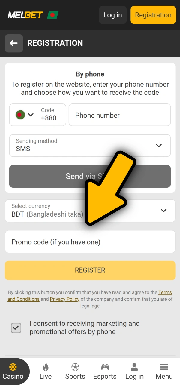 Apply your exclusive voucher code on how to create a Melbet account.