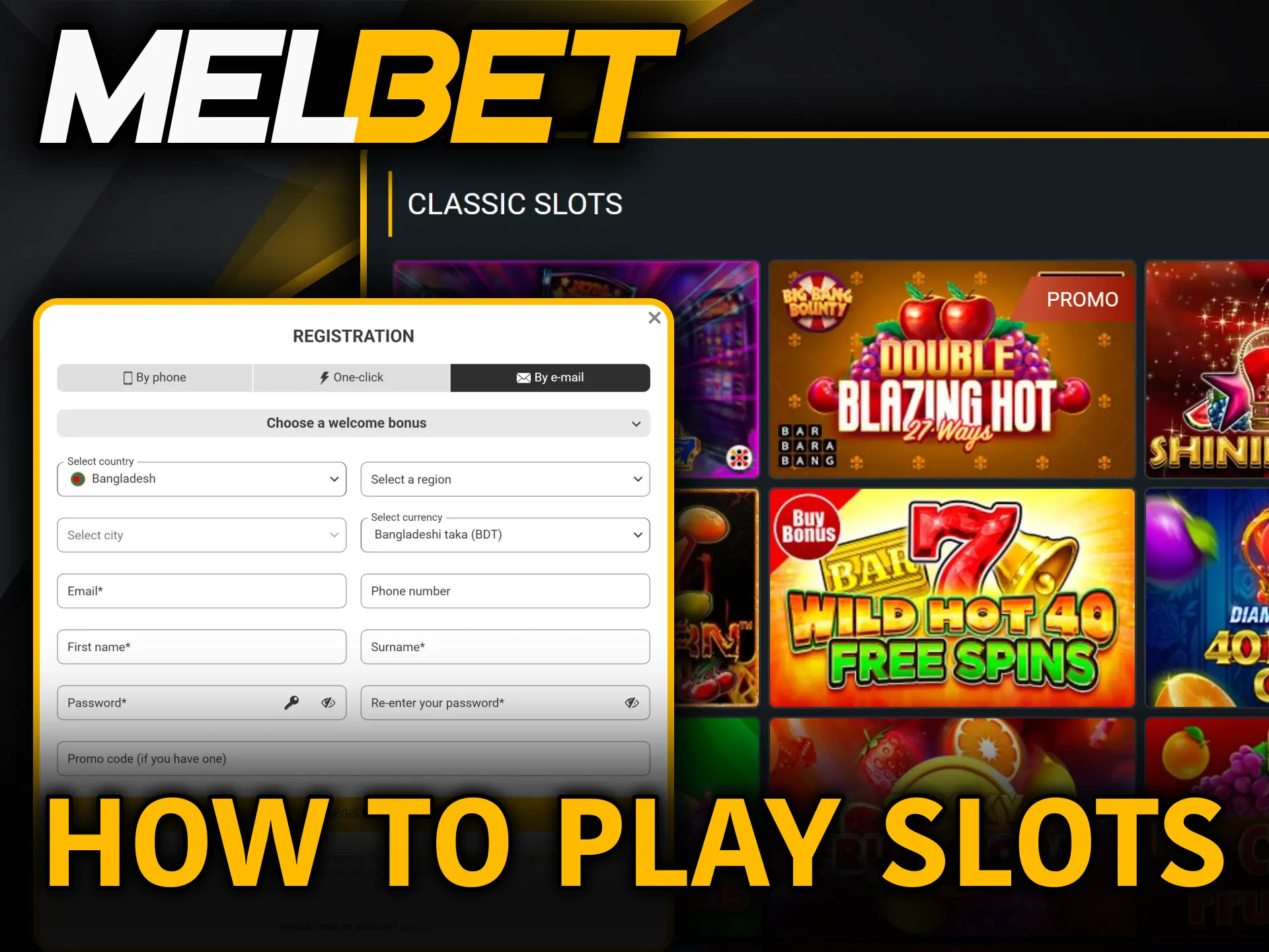 Test your luck on video titles and play Melbet Slots.